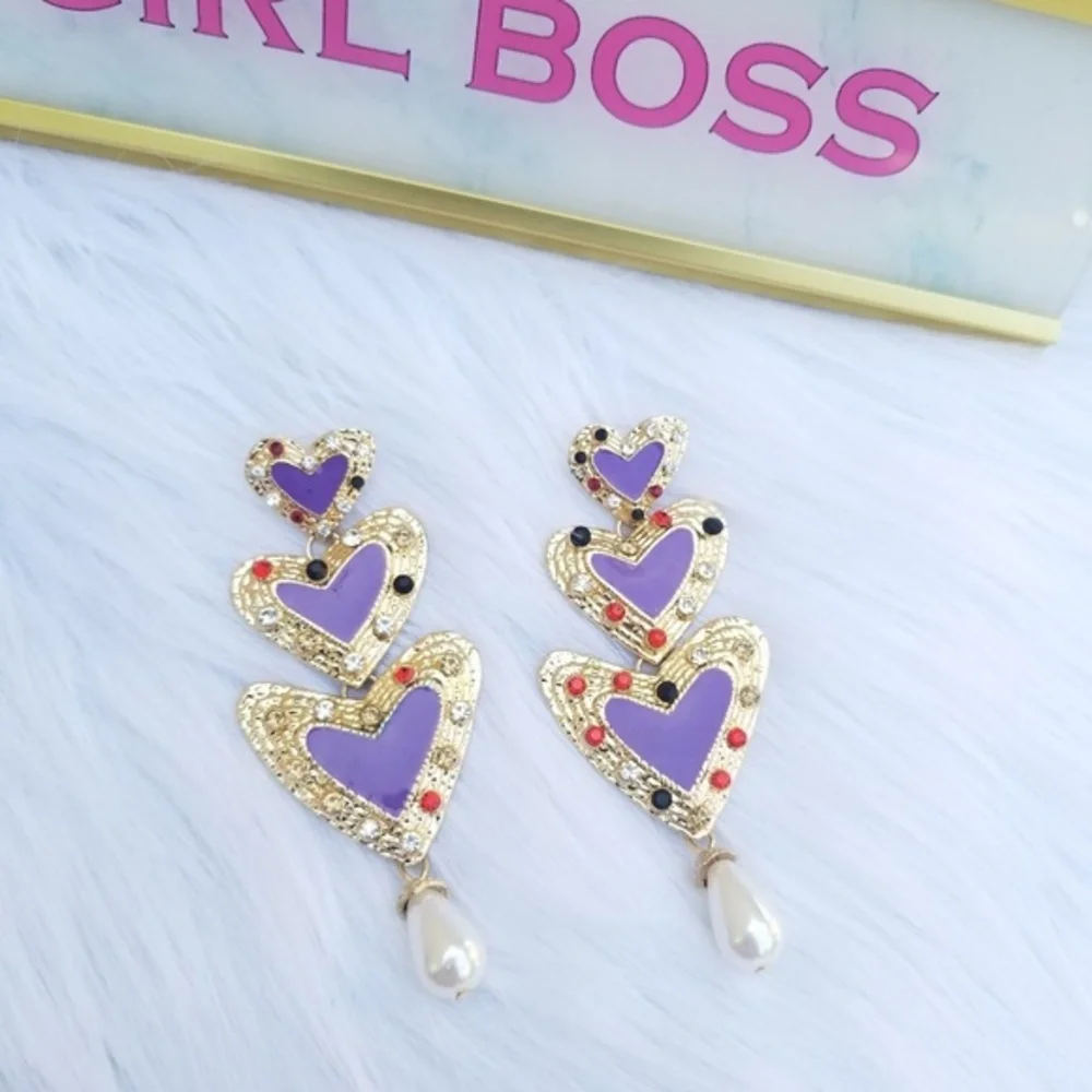 Heart drop earrings